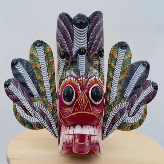 Handcrafted Sri Lankan Naga Raksha Cobra Mask – Traditional Serpent Demon Wooden Wall Mask