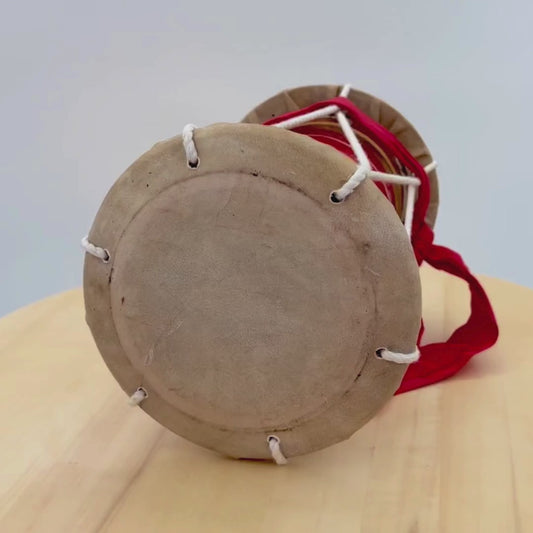 Handcrafted Mini Dholak Drum – Decorative Folk Hand Drum with Rope Tension