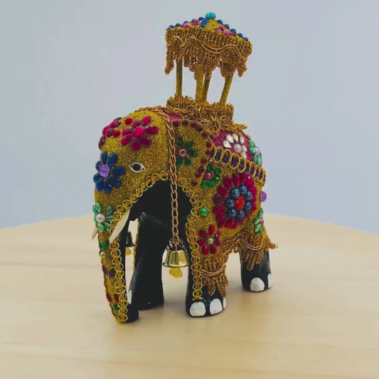 Luxury Decorative Elephant Figurine with Bells – Handcrafted Ornament